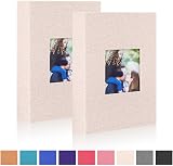Benjia Small Photo Album 6x4 2 Packs 50 Pockets Linen Beige 10x15cm view 2