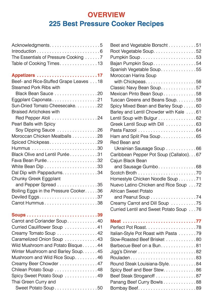 pressure cooking times