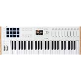 Arturia KeyLab mk3 USB MIDI Keyboard Controller, 49 Key - White | Keys with aftertouch, 12 pressure-sensitive performance pads, nine assignable encoders, sustain and auxiliary pedal inputs