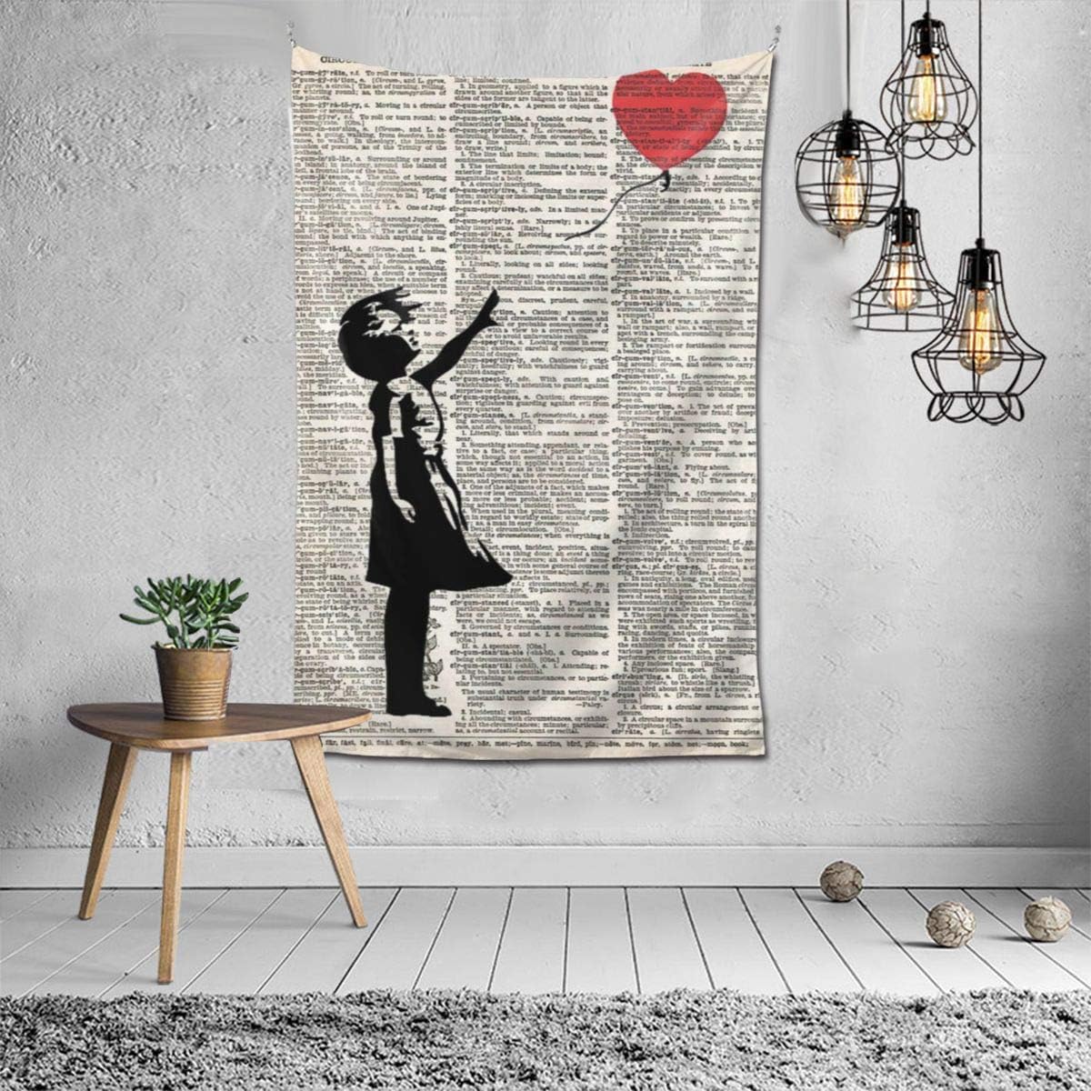 Amazon Co Jp 稲時雨 タペストリー バンクシー Girl With Balloon Red Balloon Girl Print 壁掛け 装飾布 装飾用品 新築飾り ポスター キャンバス絵画 お洒落 壁掛けキャンバス 壁掛け装飾 フレーム インテリア 背景絵画 壁アート ホーム キッチン