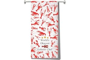 JNIAP Lobster Kitchen Towels Lobster Lover Gifts Lobster Boil Dish Towels Crawfish Boil Kitchen Towels Red Lobster Chef Gifts
