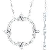 Rosec Jewels Certified Moissanite Eternity Necklace In Silver, D-Vs1 Quality, Moissanite Promise Necklace - Gift For Special Occasions