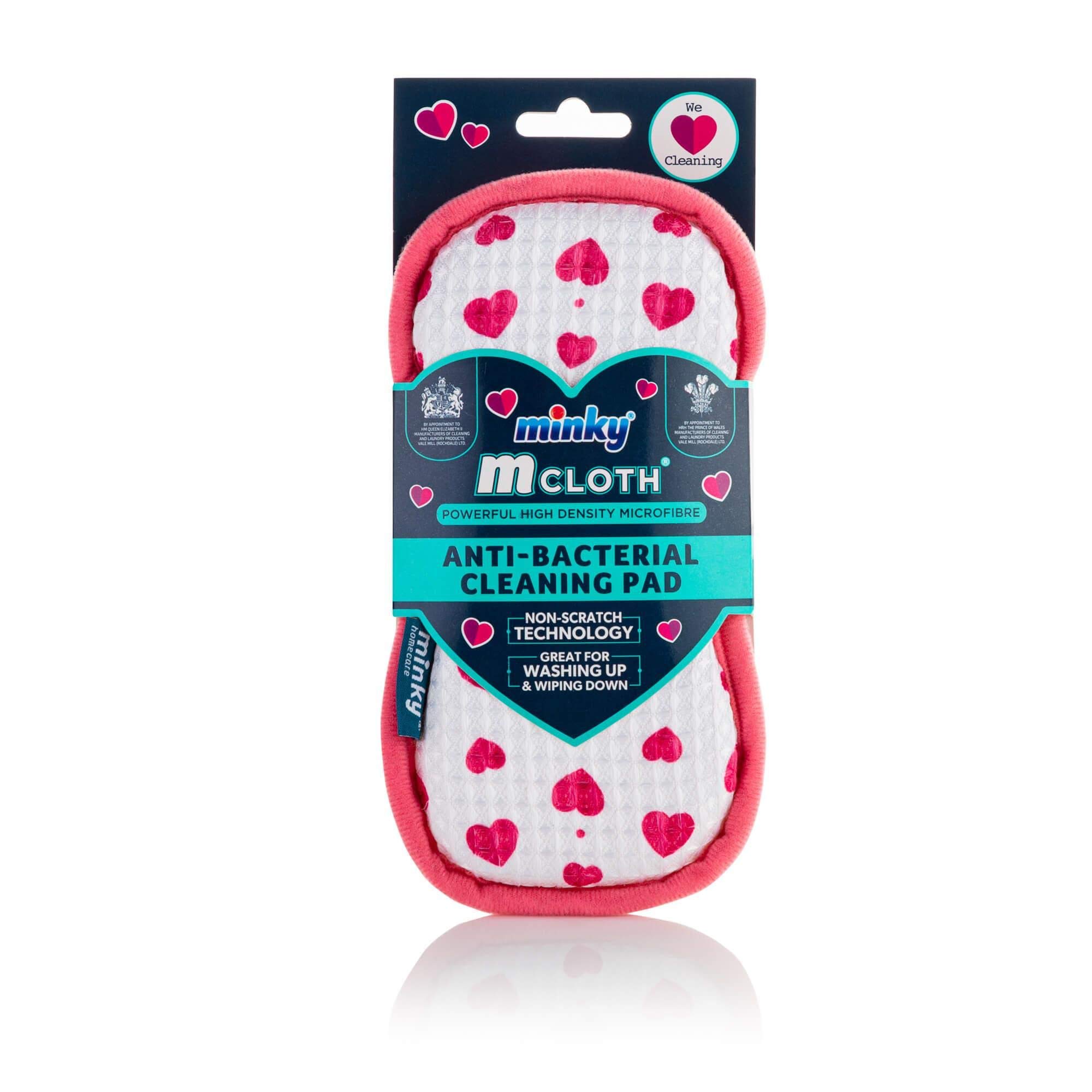 Minky Anti-Bacterial Love Heart Cleaning Pad Reusable Microfibre Cloth, Minky Pad, Kitchen Cleaner, Dual Sided Sponge, Non Scratch Sponge, Sponges