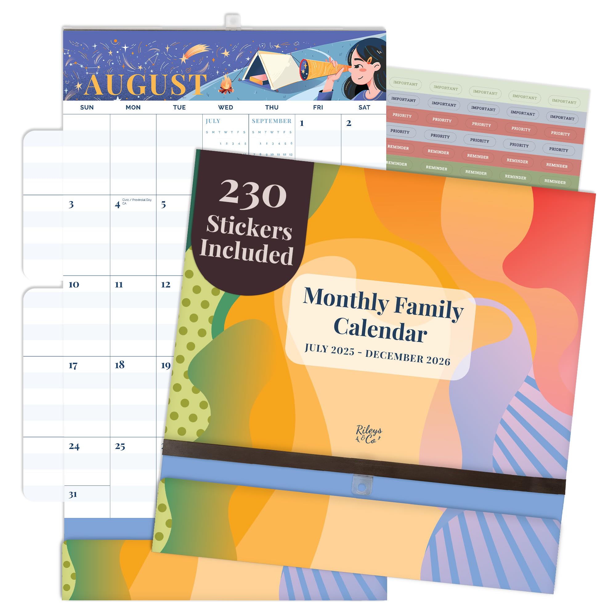 Photo 1 of Rileys & Co. Mom Calendar 2025-2026 43.5cm X 67.5cm, Family Wall Calendar for Family Activities, Magnetic Wall Calendar With Option to Hang, Moms Plan It Calendar for Shopping List, Events, and Trips