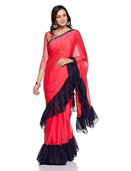 Womanista crepe with blouse piece Saree