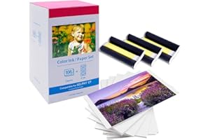 COLORTY Compatible Canon Selphy CP1300 CP1500 Ink and Paper, KP-108IN 3 Color Ink Cartridges and 108 Sheets 4 x 6 Paper Glossy, Compatible with Canon Selphy CP1500 CP1300 CP1200 CP1000 CP910 CP900 CP810