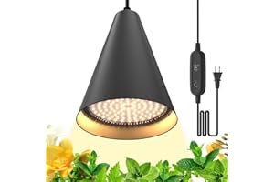 Bstrip Hanging Grow Lights, Full Spectrum Hanging Plant Lights for Indoor Plants, 25W Black Grow Light Bulbs with 16.4FT Power Cord, 3000K Grow Light for Indoor Plant with Timer for Garden, Flowers