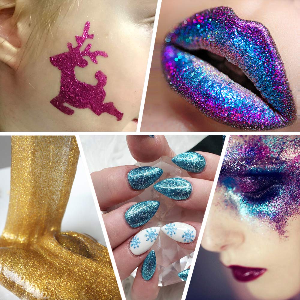 Extra Fine Glitter, Set of 36 Colors Nail Arts Cosmetic, Resin Crafts Loose Glitter Powder Shaker for Face Body Hair Eye Lip Gloss Makeup, Slime and Tumbler Making