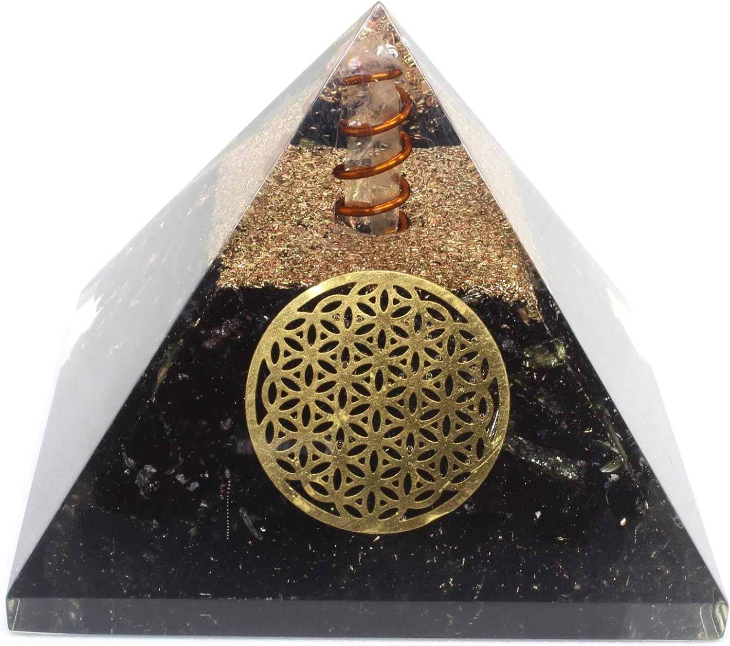 Mixed Media - Orgone Pyramid - Reiki Healing Protection- Black Tourmaline Crystal Orgonite Pyramid for Chakra Balance - Panic Attacks Protection Inner Strength Meditation Booster