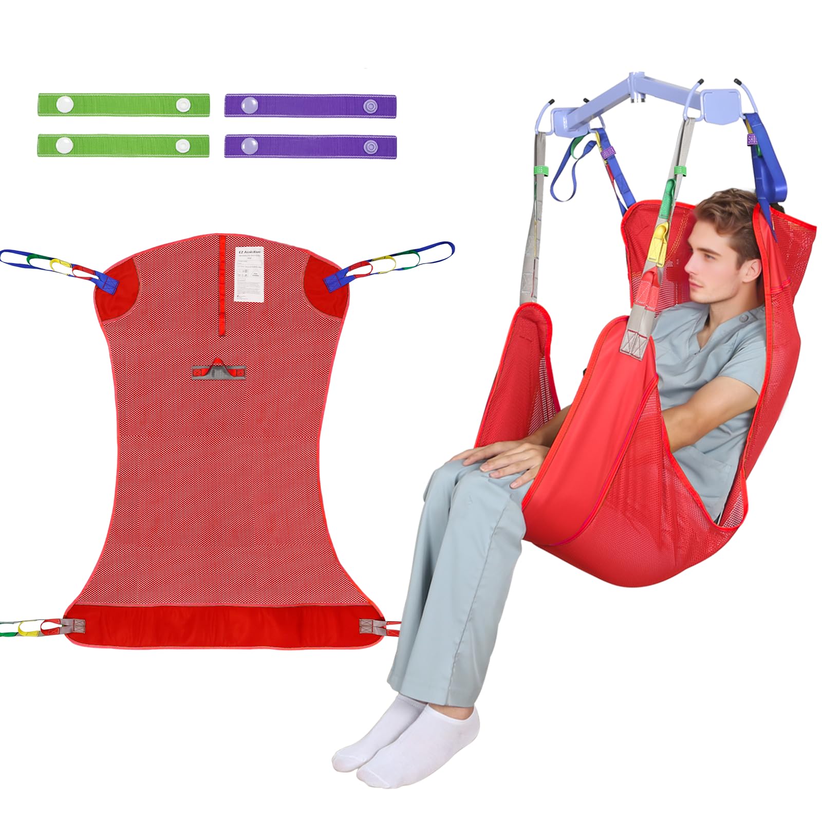 Photo 1 of EZ Assistive Universal Full Body Patient Lift Sling for Patient Lift or Transfer, Lift Sling with Mesh Fabric Suitable for Bedridden,Elderly or Disabled to Bathing