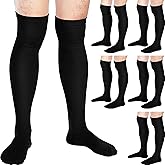 Sureio 6 Pairs Thigh High Men's Compression Socks 20-30 Mmhg Knee Compression Socks Xl Grip for Men and Women