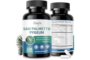 Catfit Saw Palmetto for Men 500mg - Prostate Support, Urinary & Hair Health Supplement with Pumpkin Seed Oil, Pygeum - Herbal Complex for Men's Wellness, Vegan Formula, 120 Capsules