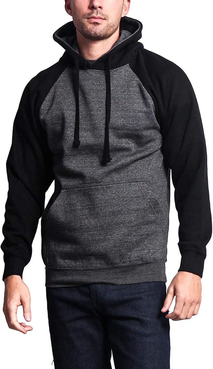G-Style USA Premium Heavyweight Contrast Raglan Sleeve Pullover Hoodie Sweatshirt at  Men’s Clothing store