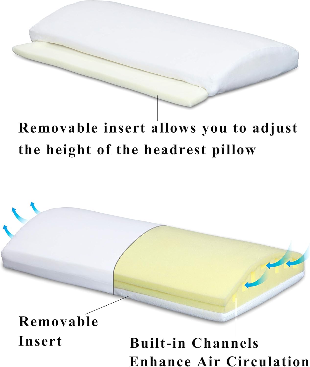 InteVision Extra Large Bed Wedge Pillow (33" x 30.5" x 12") & Headrest Pillow in ONE Package - 100% Egyptian Cotton Cover - Helps Relief from Acid Reflux, Post Surgery - 2" Memory Foam Top: Health & Personal Care