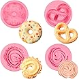 nklbio Donut Fondant Molds 4Pcs Silicone Cookie Molds for Baking Cake Decorating Candy Chocolate Flower Paste Sugar Craft Marzipan Jelly Mousse Clay Projects Resin Gypsum