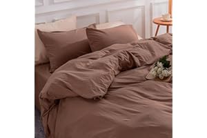 NEXHOME PRO Duvet Cover Set Queen Size Linen Textured Organic Natural 100% Washed Cotton Duvet Cover Terracotta Rust Brown 3 Pieces Bedding Set with Zipper Closure, Breathable, Soft (No Comforter)