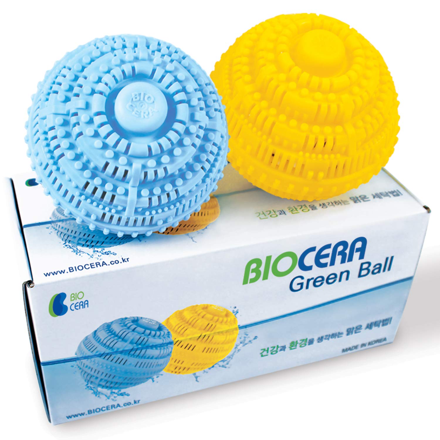 Bio Cera Green Eco Friendly Laundry Ball Reusable 4 Years1100 Times Washes Yellow And Blue Set Of Double Chemical Free Detergent Replacement