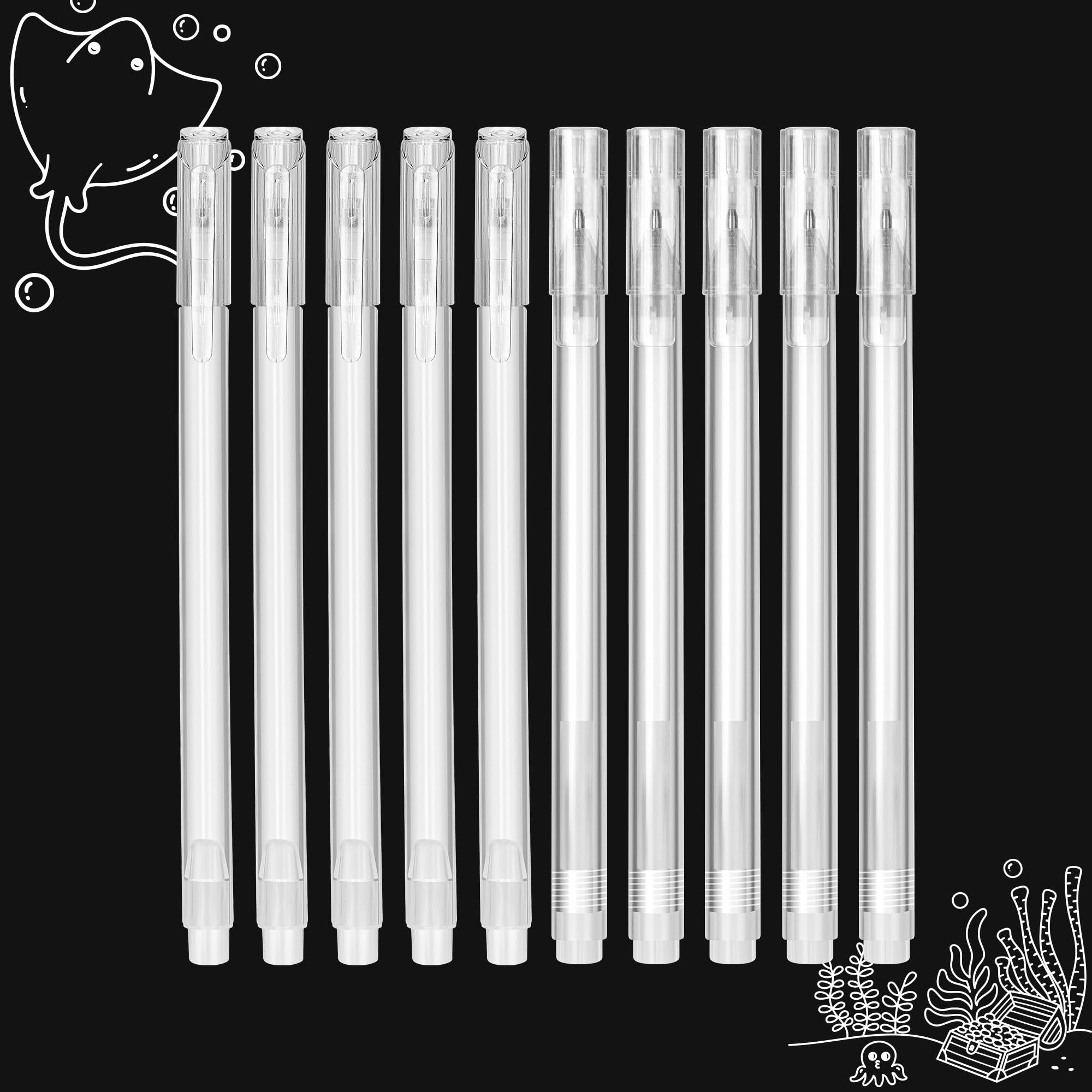 SMOOTHERPRO White Gel Pen | 10 Pcs White Ink Pen Set | 0.6, 0.8mm Point Gel Pen | for Black Dark Paper Highlight Drawing Sketching Design (S068-5)