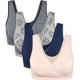 CAKYE 4 Pack Nursing Sleep Bras for Maternity and Breastfeeding Comfort Cotton Bralette