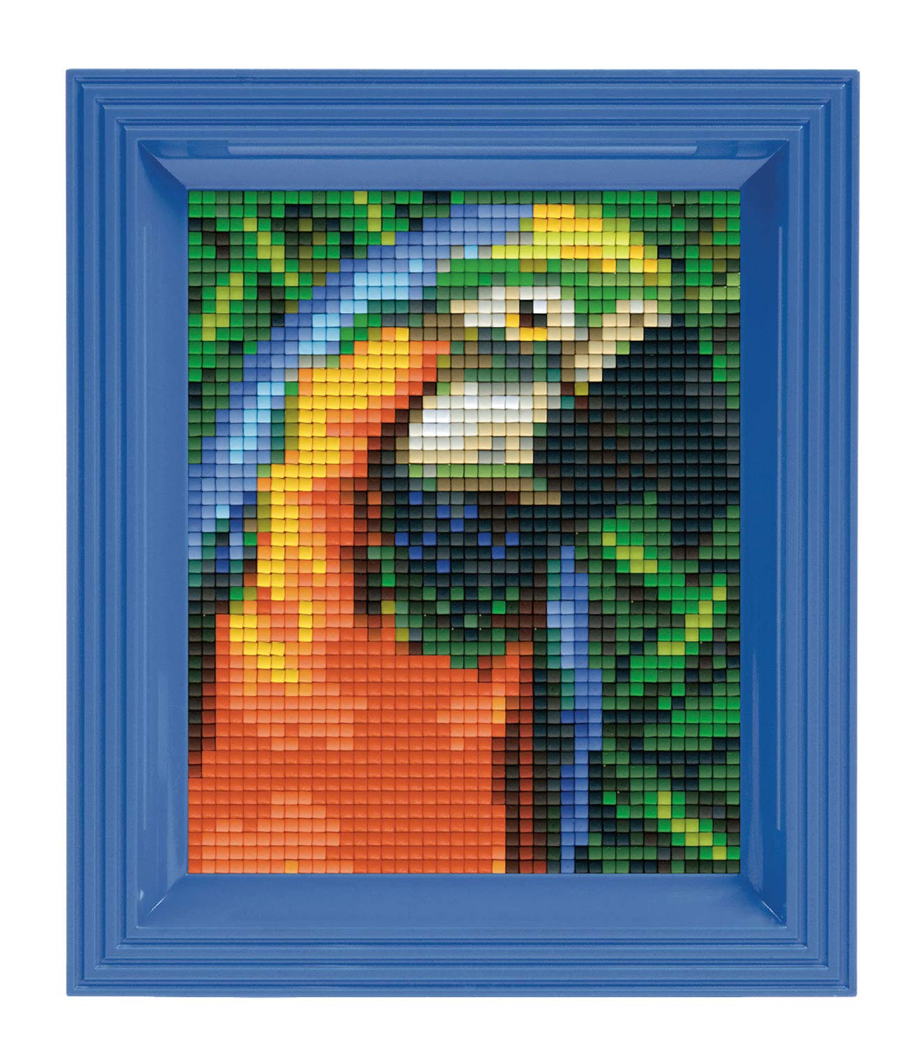 Pracht Creatives Hobby Pixel P31328 Mosaic Gift Box Parrot Pixel Picture with Frame Easy Plug System No Ironing or Gluing Stones Made of Organic Plastic