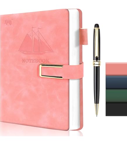 Ofidosel Libreta Con Pasta Dura De Piel Vegana Con Separador Y Seguro. Cuaderno De Notas Con 96 Hojas De Raya. Libreta Ejecutiva Para Universidad U Oficina. Agenda Personal. Notebook (Rojo