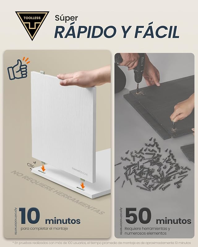 Mesa de cabeceira estreita, montagem sem ferramentas, com gaveta