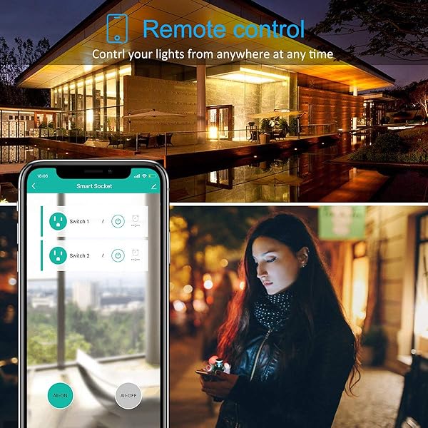 TEEKAR Alexa WLAN Steckdose Outdoor Wasserdicht Smart Home Wi Fi Auensteckdose mit 2 Ausgnge Kompatibel mit Alexa Google Home und Smart Life app mit App Fernbedienung und Timer Funktion