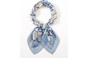 Women’s Mulberry Silk Bandana Scarf - Blue Square Satin Head Wrap for Hair & Neck