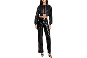 Forever 21 womens Sequin High-rise Straight Pants