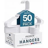 Utopia Home Plastic Hangers 50 Pack &ndash; Space Saving Clothes Hanger White | Durable &amp; strong | Closet organizer &amp; storage | Ideal for apartments, dorms &amp; stocking stuffers