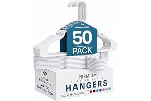 Utopia Home Plastic Hangers 50 Pack – Space Saving Clothes Hanger White | Durable & strong | Closet organizer & storage | Ideal for apartments, dorms & stocking stuffers
