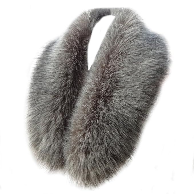 JBY Damen Fauxpelzkragen Pelzschal Pelz Winter Schal Pelzkragen Waschbär Fuchs Kunstpelz Kapuze Edges Fellkragen für Winterma