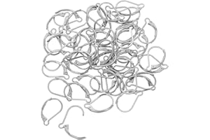 STOBAZA 50pcs Stainless Steel French Lever Back Earring Hooks, round Earring Hook Clasps for Jewelry Making,