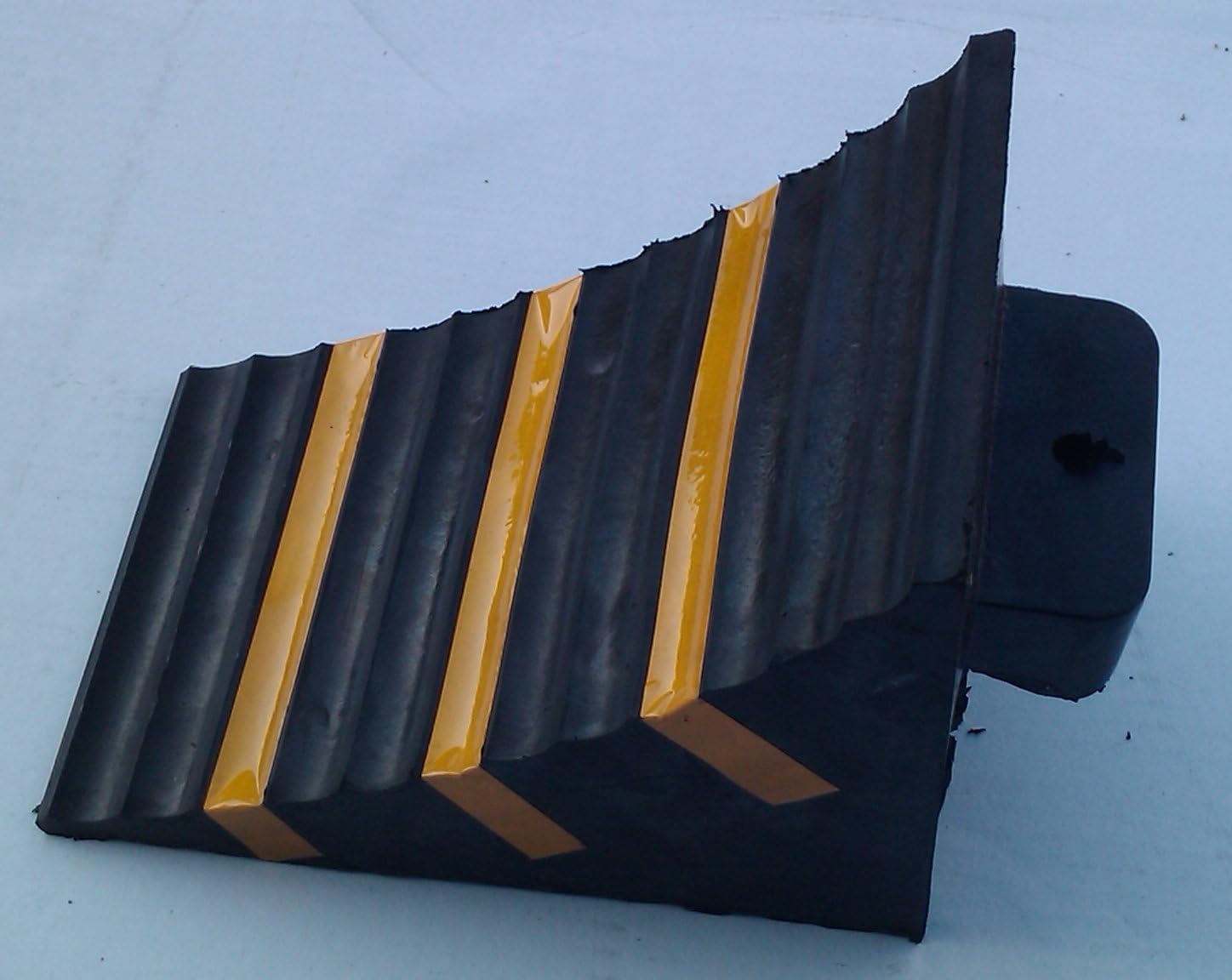 SNS SAFETY LTD Rubber Wheel Chock, Heavy-Duty, with Handle, Blocks The Tires of Cars, Trailers, RVs, Trucks, Camper Vans and Caravans, Black with Yellow Strips, 10.0" L x 6.3" W x 7.3" H (Pack of 2): Automotive