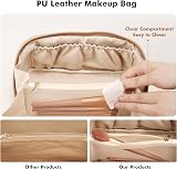 Prite Large Capacity Makeup Bag Portable Travel Cosmetic Bag Waterproof Beige L view 7