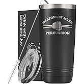 Onebttl Funny Drummer Gifts For Men, Women, Music Lover Gifts for Drummers, 20 oz/590 ml Stainless Steel Insulated Tumbler with Straw, Lid, Weapons of Mass Percussion