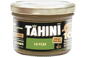 Halva Kingdom Artisanal Tahini All-Natural Sesame Tahini Paste | 100% Pure Rich & Creamy Ground Sesame Paste, Tahini Sauce, Dressing & Dips | Vegan, Kosher | Non-GMO 17.6 OZ (Original) (ZAATTAR)