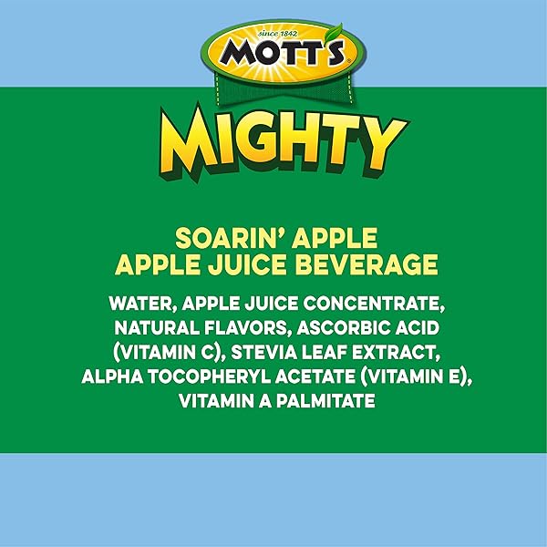 MOTT’S MIGHTY SOARIN’ APPLE JUICE DRINK, 8 FL OZ BOTTLES, 6 PACK