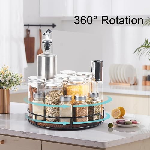 LANDNEOO 10 Inch Non-Skid Lazy Susan Organizers (2-Pack) - White & Gray Turntable Rack For Cabinets - View #3