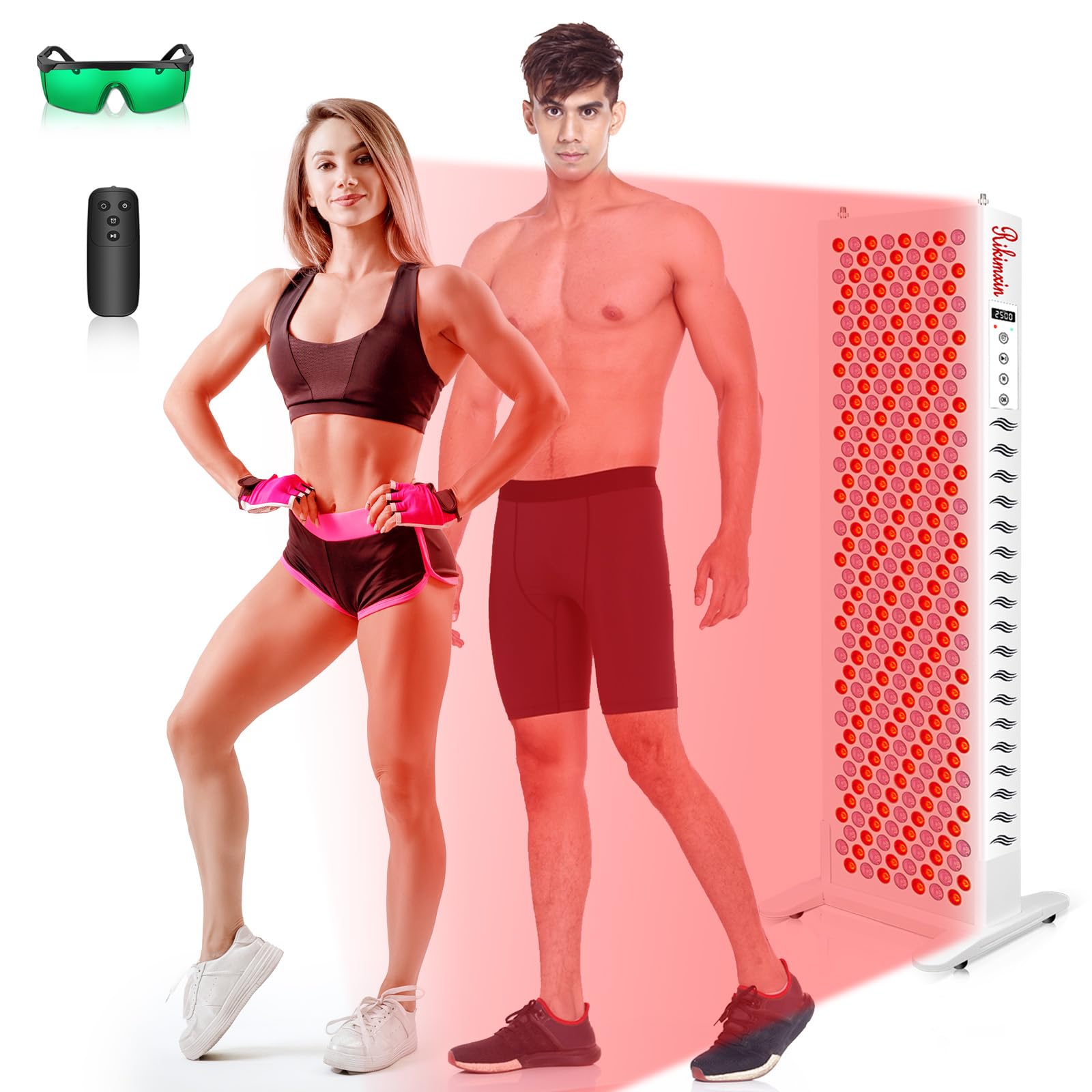 Photo 1 of Rikimxin Red Light Therapy Devices 300 LEDs, Red 660nm & 850nm Near Infrared Light Therapy with Base Wheels, High Power Red Light Panel for Body Face