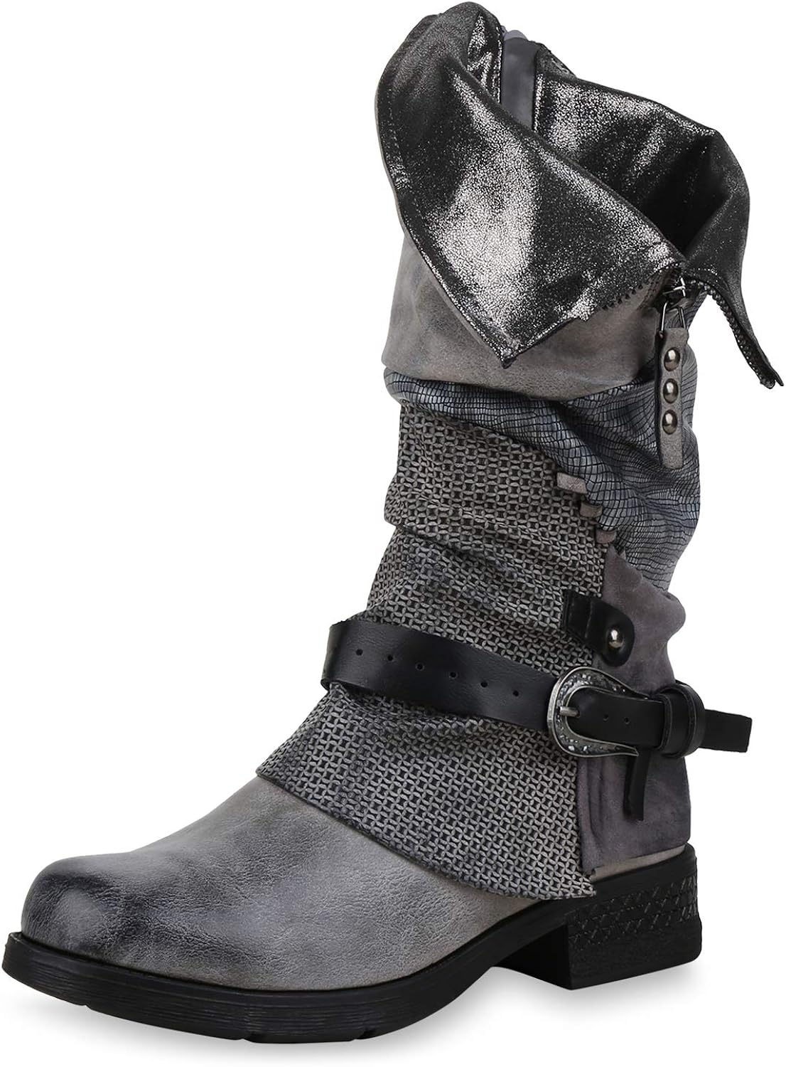 womens biker boots with buckles
