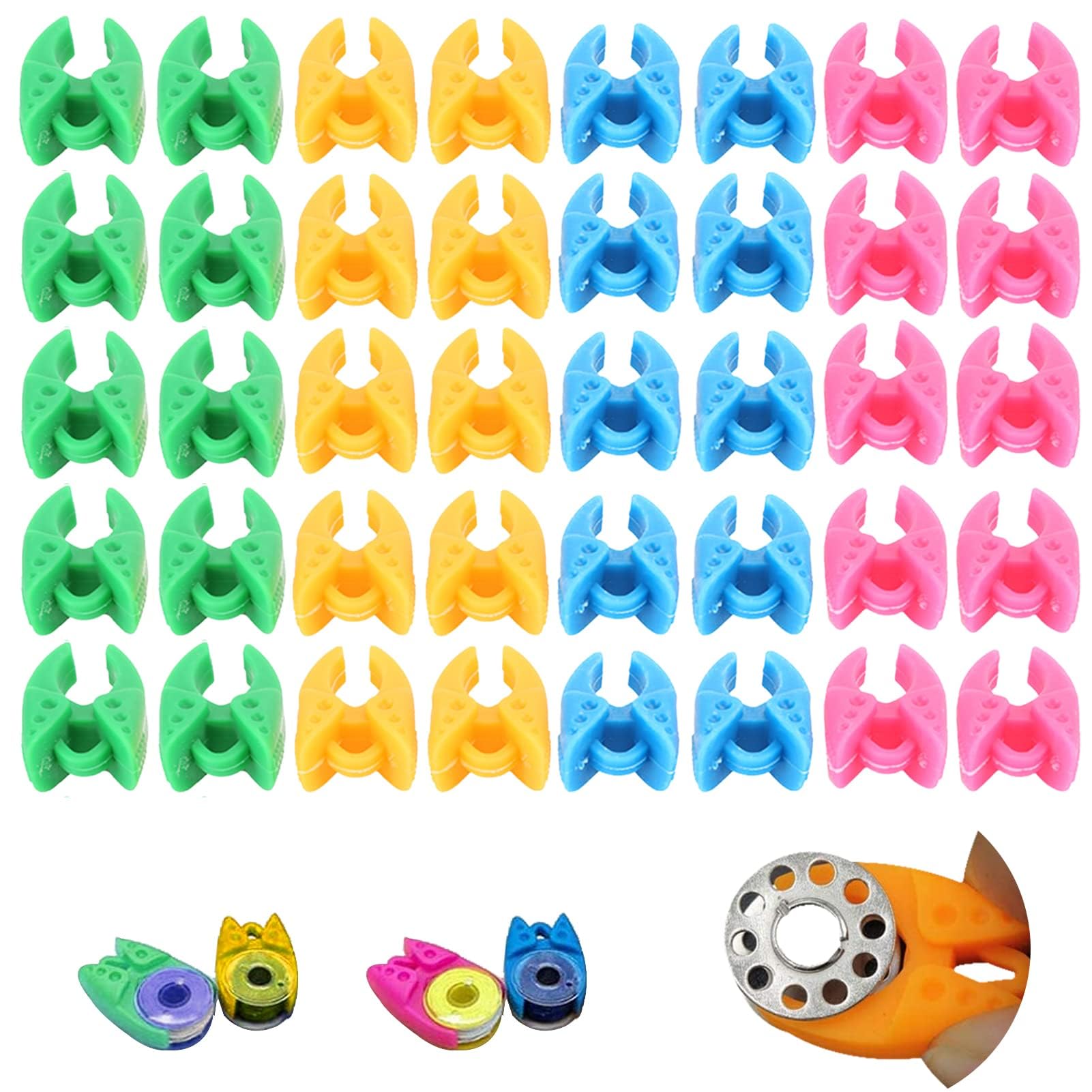 HERCHR 40Pcs Thread Spool Huggers/Spool Savers Bobbin Holder/Clamps Thread Control Clamp Organizer Bobbin Holder Clamp Thread Control Prevent Thread Tails from Unwinding No Loose Ends