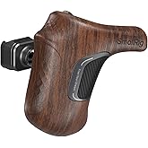 SmallRig Rotating Left-Side Wooden Handle with NATO Clamp & NATO Rail, Load Capacity up to 15kg, One-Touch Rotation, 360° Angle Adjustment, Anti-Slip Design