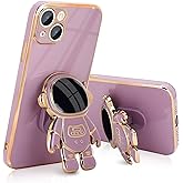 Pepmune Compatible with iPhone 14 Case Cute 3D Astronaut Stand Design Camera Protection Shockproof Soft Back Cover for Apple iPhone 14 Phone Case Purple