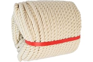 VEIZEDD 1/2 Inch x 164 Feet Natural Twisted Cotton Rope Strong Thick Soft Rope for Sports Tug of War, Decor Crafts, Landscaping, Railings, Hammock, Home Decorating,Camping, Wedding Rope