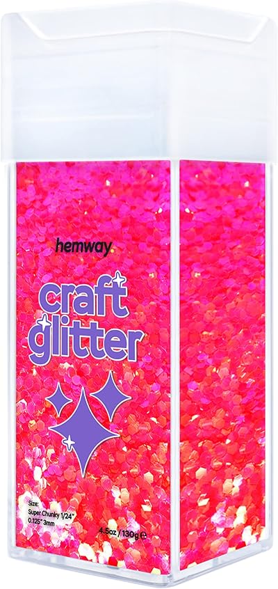 Hemway Fluorescent Pink Glitter Shaker 110g Super Chunky Resin Craft