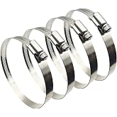 EesTeck 3 Inch Adjustable 304 Stainless Steel Duct Clamps Hose Clamp (4Pcs) | Rust Resistant 3&rdquo; (Diameter) Worm Drive Hose Clamps, Air Ducting Clamp, Pipe Clamps for Plumbing, Automotive, Tubes (65-89mm)