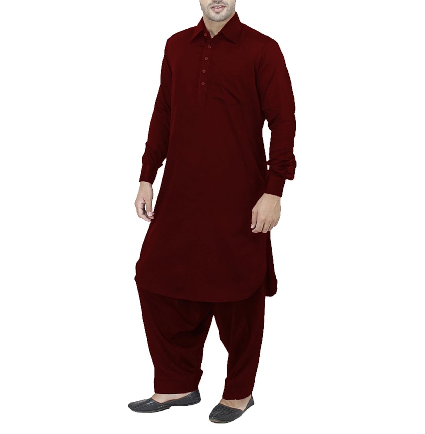 royal kurta mens cotton linen maroon pathani suit
