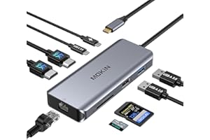 MOKIN Laptop Docking Station Dual Monitor, 9 in 1 USB C Dock with 2 HDMI 4K, RJ45, 100W PD, 5Gbps USB C/USB A 3.0, USB 2.0, SD/TF Slots, USB C Hub to Dual HDMI Adapter for Dell/HP/Lenovo/Surface/MacBook