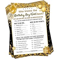 HOMANGA Who Knows The Birthday Boy Girl Best, Birthday Game Cards for Party Activities, Game Cards for Teens Kids Girls Boys